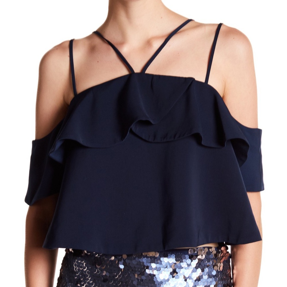 Navy Ruffle Top